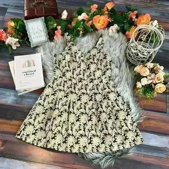 Jealous Tomato High End Boutique Black&Tan Brocade Fit & Flare Metalic Dress, M - Picture 11 of 11